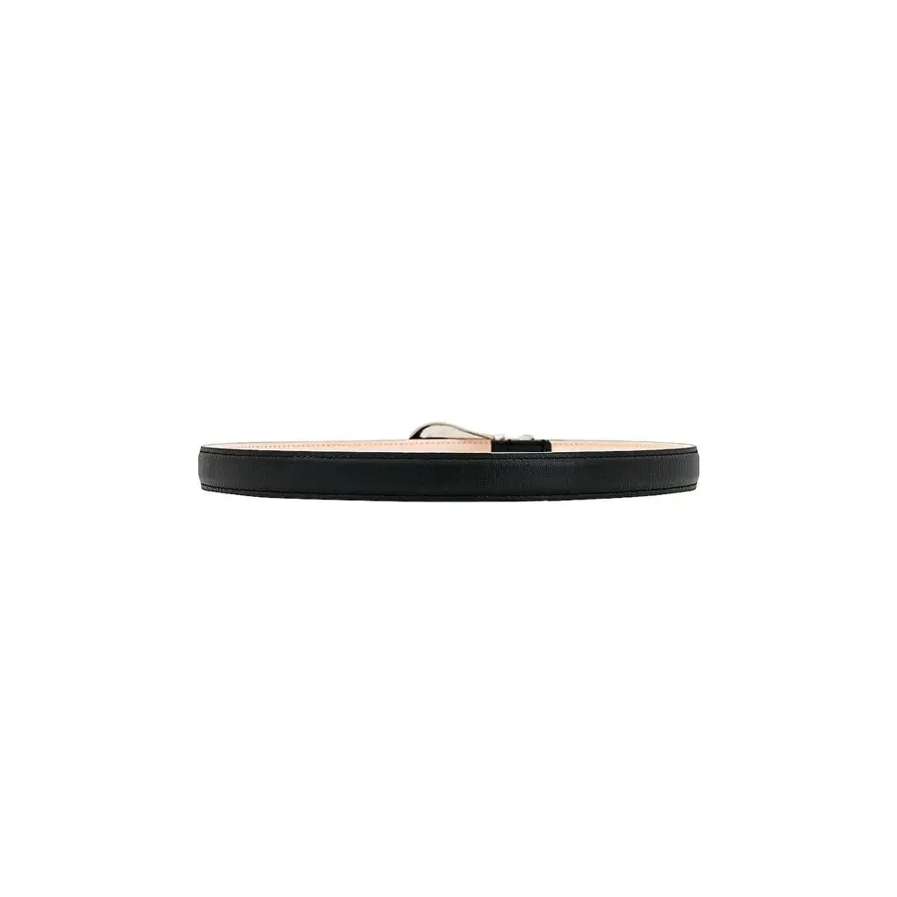 IRO Opaly Leather Belt Silver Buckle in Black EU 75 US XS Quiet Luxury Old Money